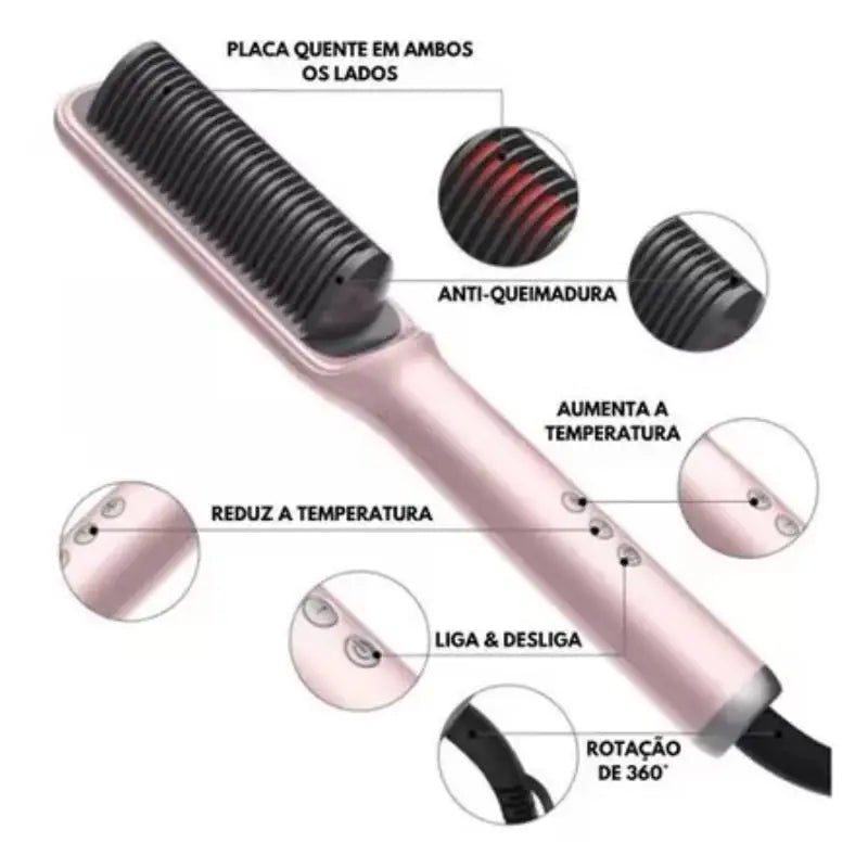 Escova modeladora 5 in 1 Bivolt - Alisa, Hidrata, Modela, Anti-Frizz